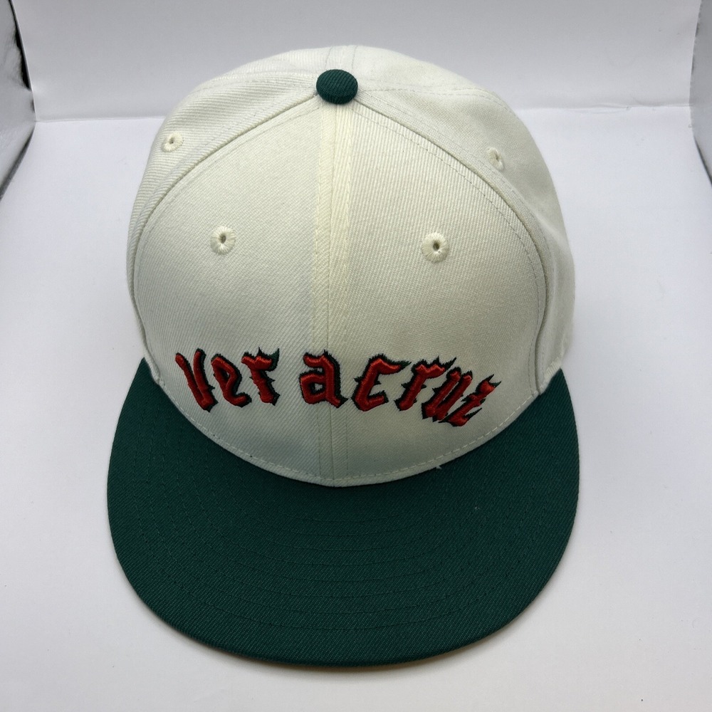 VERACRUZ MEXICO NEGRO LEAGUE RINGS CROWN SAIL GREEN FITTED HAT SZ 7 1/8 MENS New